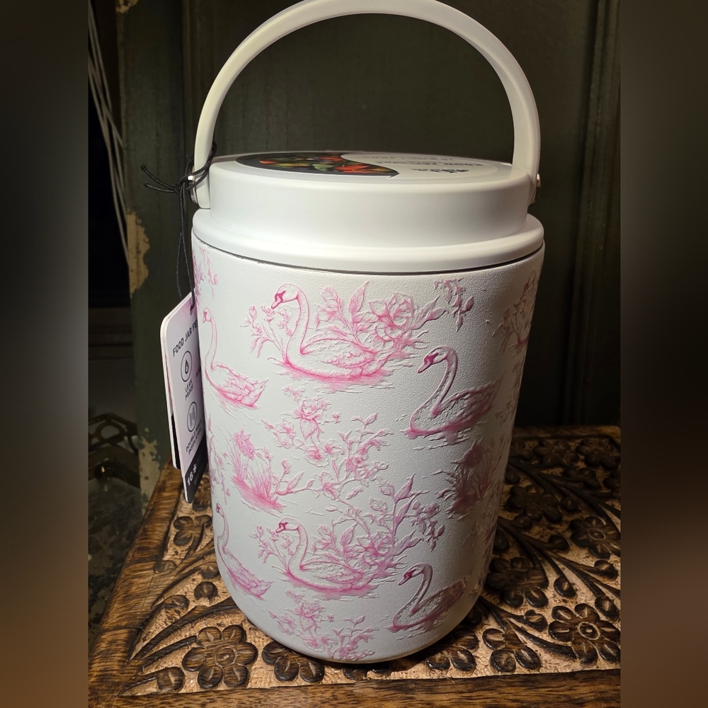 Hydrapeak Pink Swan Patterned 32 oz. Food Container